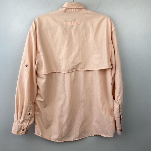 LL Bean Shirt Mens Medium Peach Lightweight Nylon Outdoor Fishing Vented Pockets - Picture 5 of 10